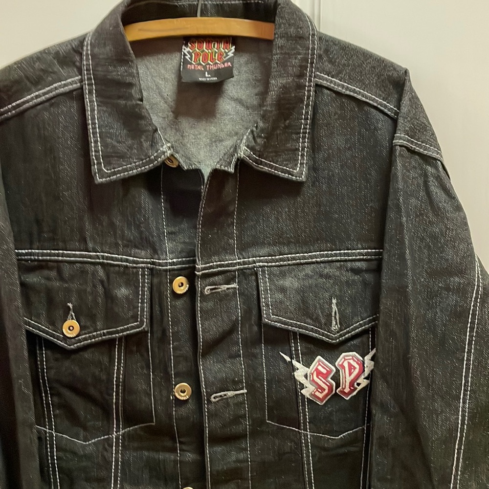 South Pole Men’s L Metal Thunder Black Denim Jacket